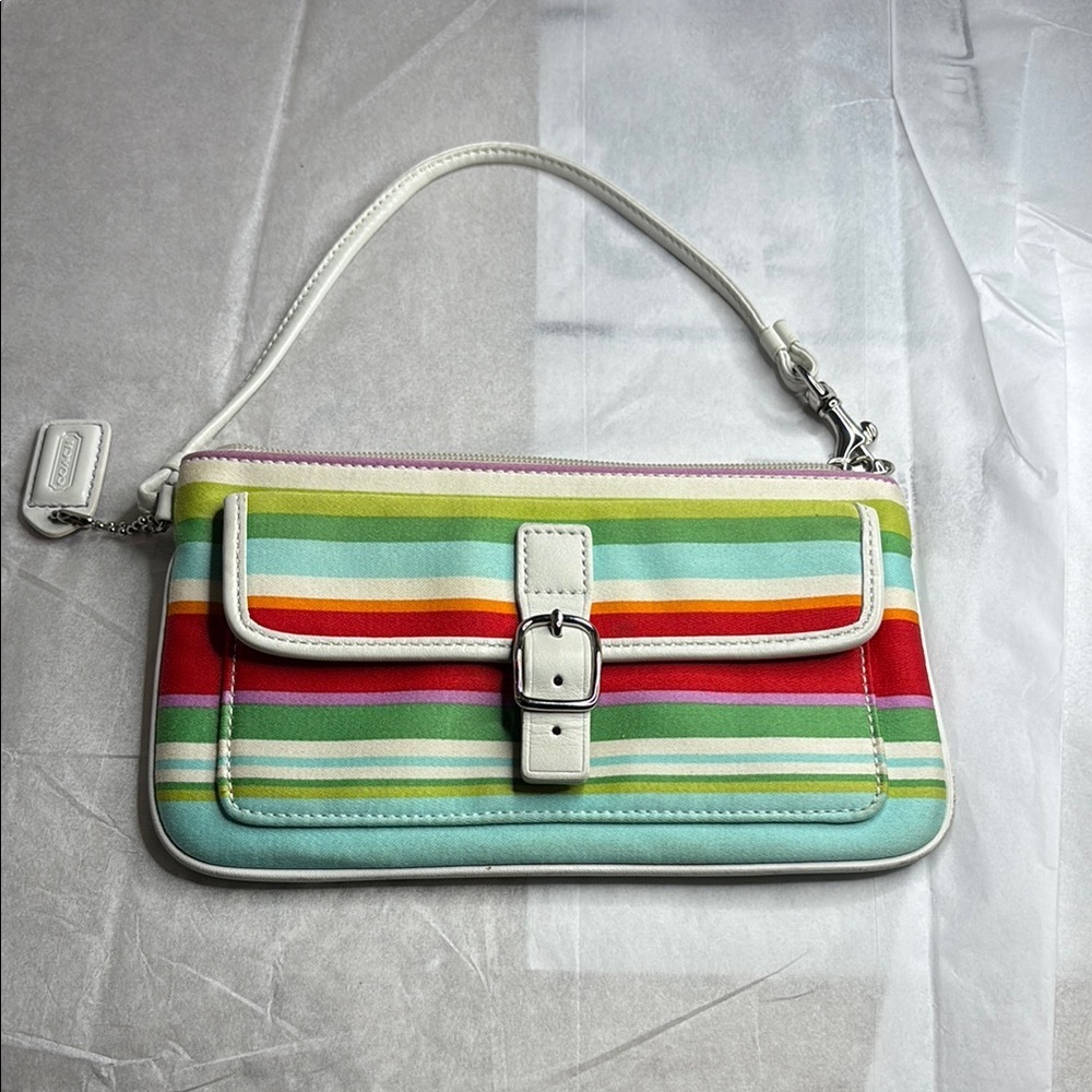 Colorful Coach Hampton Striped Canvas Bag - Picture 1 of 7